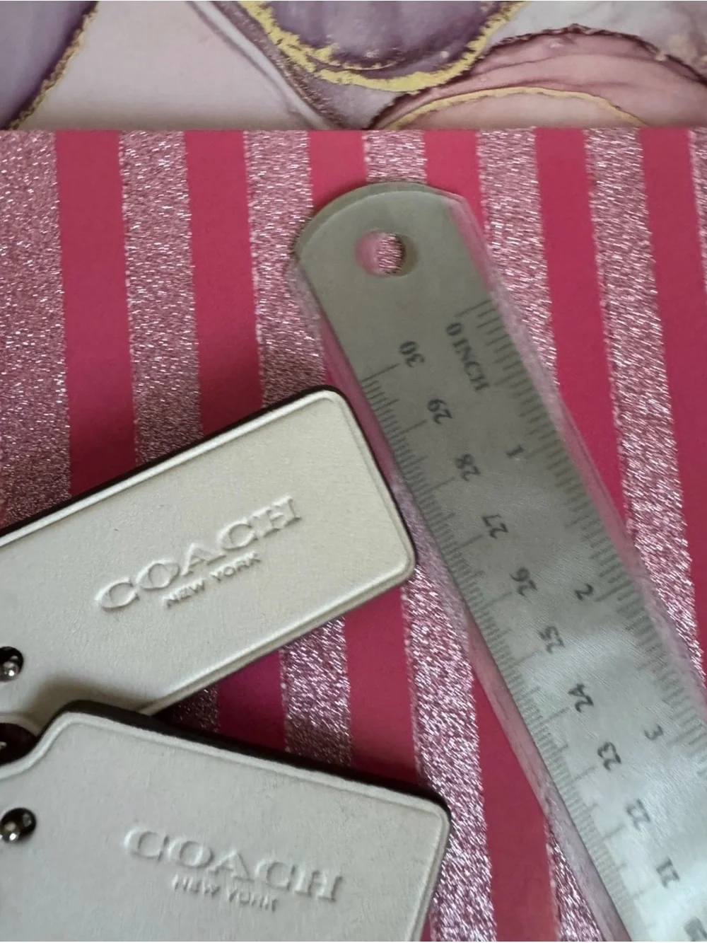 Coach leather bag/ key tag  set of 2